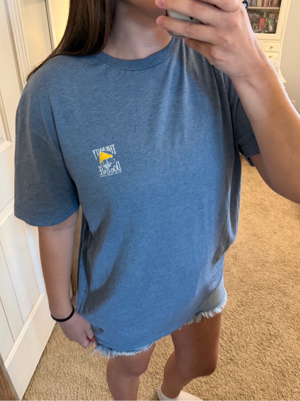 Gildan Heather Blue Short Sleeve Crew Tee with Small Chest Graphic